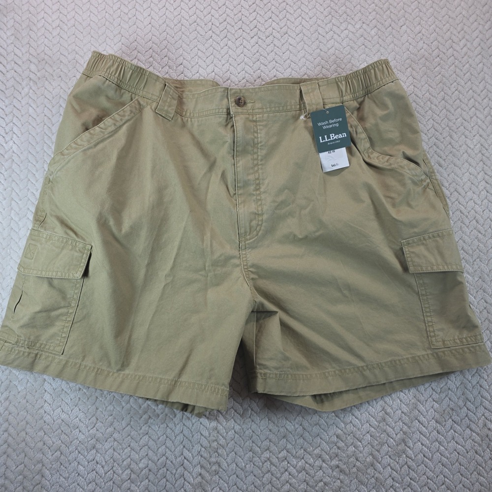 LL Bean Men 42 Tropic Weight Cargo Shorts 6 Inseam Khaki Tan 224994 NWT